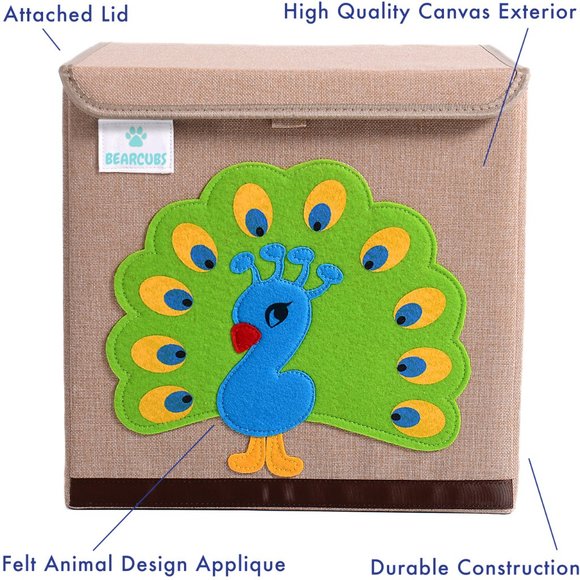 NWT Bearcubs Toy Box - Folding Canvas Small Cube Toy Chest for Toy Storage NEW - Picture 3 of 4